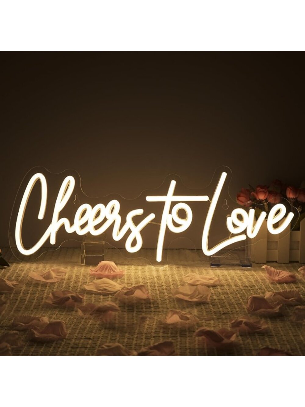 Cheers to Love Neon Sign - LED Wedding Decor, Warm White Wall Light, USB Powered